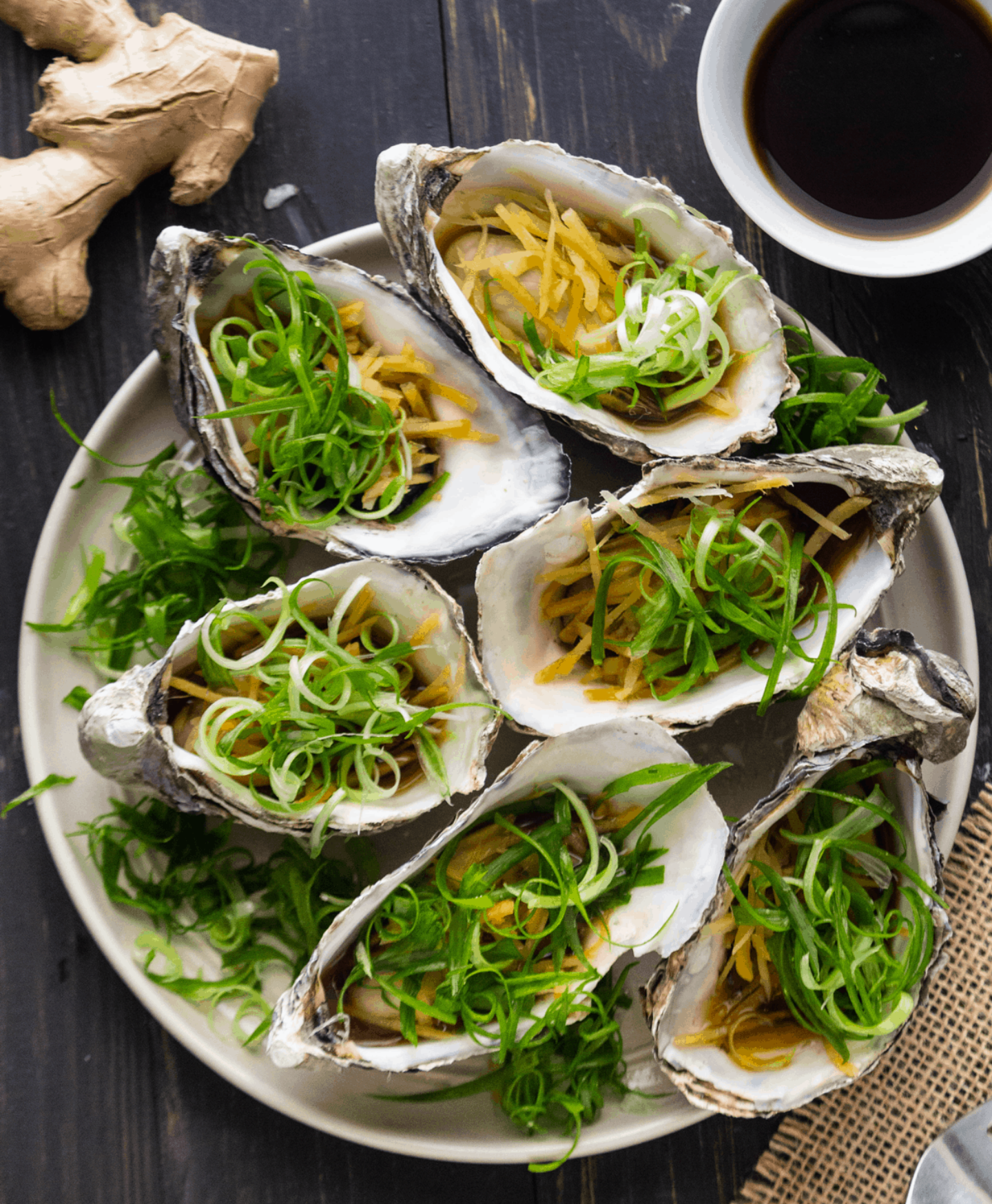 Steamed Oysters with Ginger and Shallots